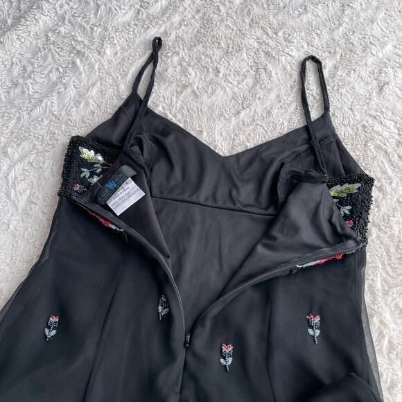 Sue Wong beaded silk floral slip dress with matching scarf wrap Nocturne 6 - Picture 11 of 17